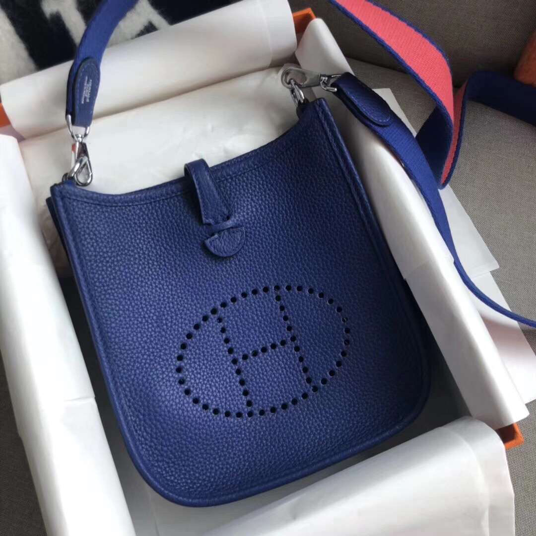 Hermes Evelyne 16 Amazone TPM Shoulder Bag In Deep Blue Clemence Leather